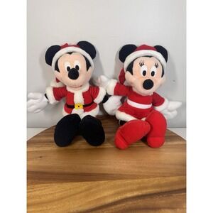 Vintage Disney Mickey & Minnie Mouse  Christmas‎ Rattle Plush Animals